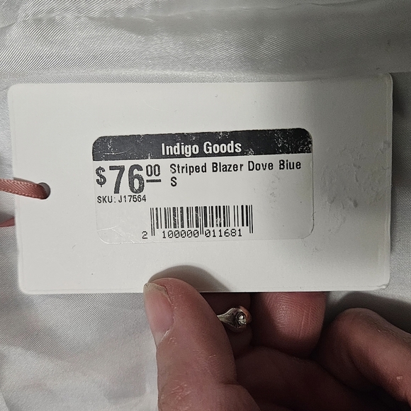 ENTRO Cotton/linen Striped Blazer dove Blue. Size Small NWT - Picture 5 of 16